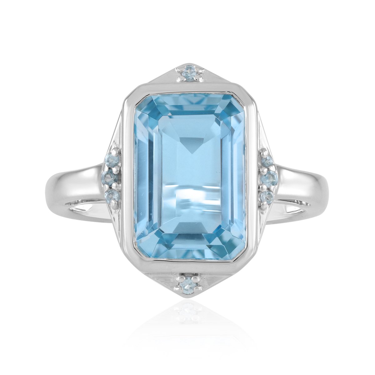 Cavill - Zilveren ring met 4,5 ct hemelblauwe topaas & Zwitserse accentstenen - 925 Sterling Zilver Rhodium - Elegante dames sieraden