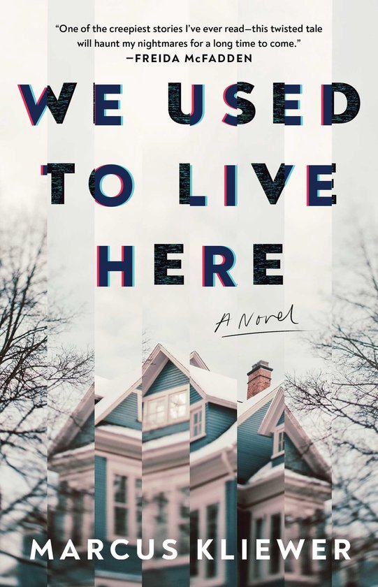 Boekomslag van 'We Used to Live Here' met de titel in grote letters en een afbeelding van een huis.
