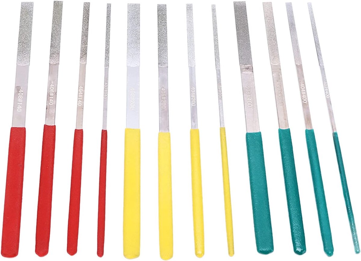 Platte Vijlenset - Mini Vijlen - Materiaal Vormgeven - Comfortabele Handgrepen - 12 Stuks - Grijs