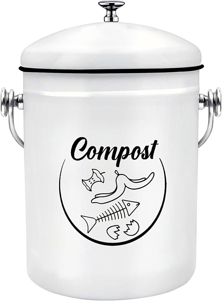 Keuken Compostbak - Afvalbak GFT - Keukenafval Verzamelen - Geurbestendig Deksel - 5 liter - Zilver