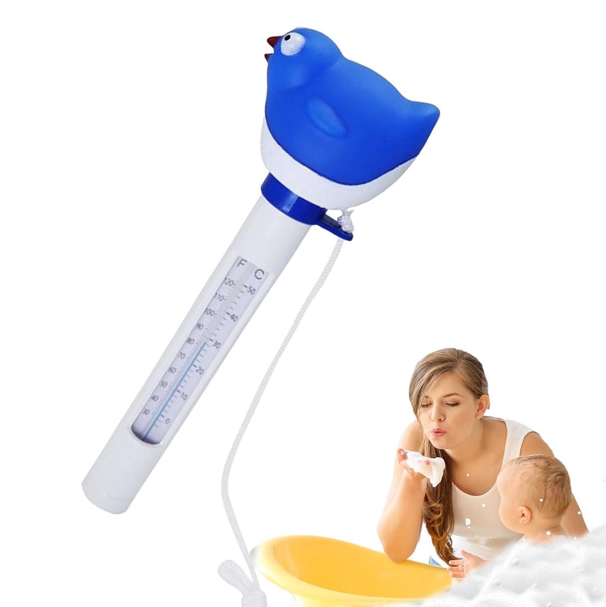 Drijvende Waterthermometer - Zwembadthermometer Spa - Water Temperatuur Meten - Verzegelde Structuur - 21.7 Centimeter - Blauw