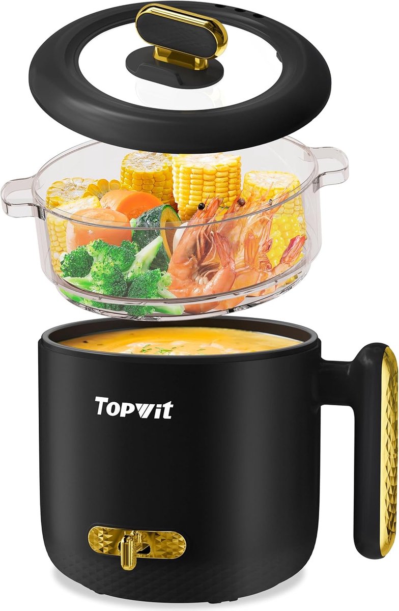 Elektrische Stoomkoker - Multicooker Rijstkoker - Snel Maaltijden Bereiden - Dubbele Power Instellingen - 1.8 Liter - Zwart