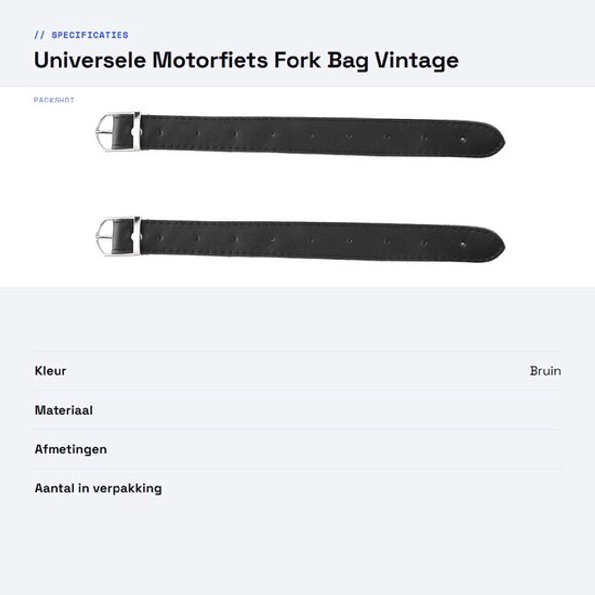 Dailygoods- Motorfiets Voorvork Tas - Universele PU Leren Vintage Tas - Zadel Tas