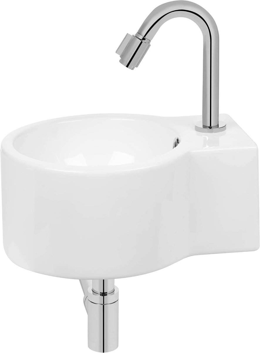 Fonteinset - Keramiek Set - Toilet Inrichting - Inclusief Kraan - Glans Wit - Chroom