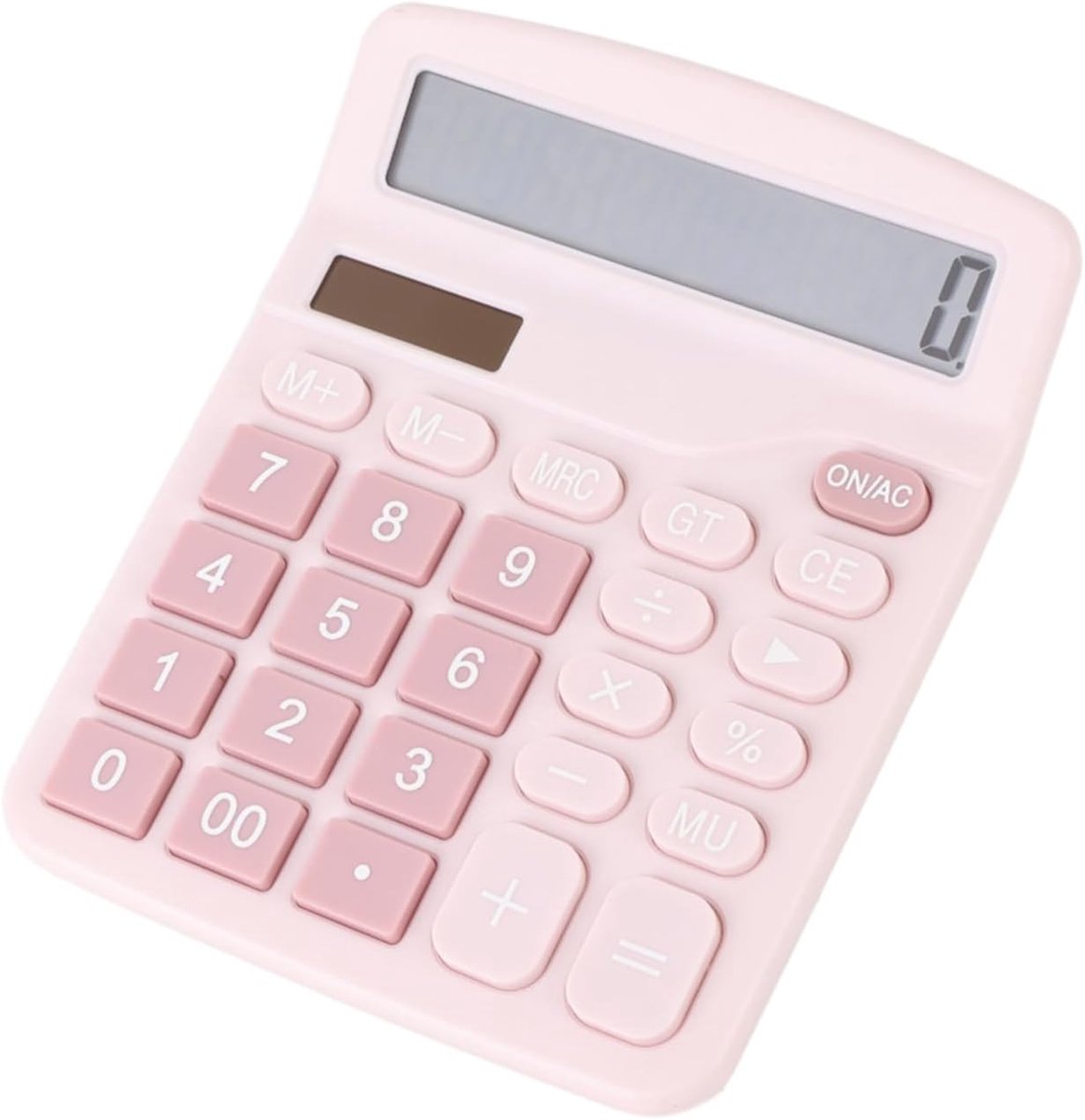 Digitale Rekenmachine - Zonnecalculator - Dagelijkse Berekeningen - Zonne-energie opladen - 12-cijferig - Roze
