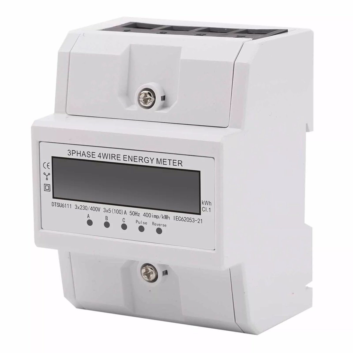 Driefasen elektriciteitsmeter - DIN-railmontage - 5(100)A - 230/400V - Driefasen vierdraads - 8-cijferig LCD-display - Geschikt voor fabriek, kantoor en thuisgebruik