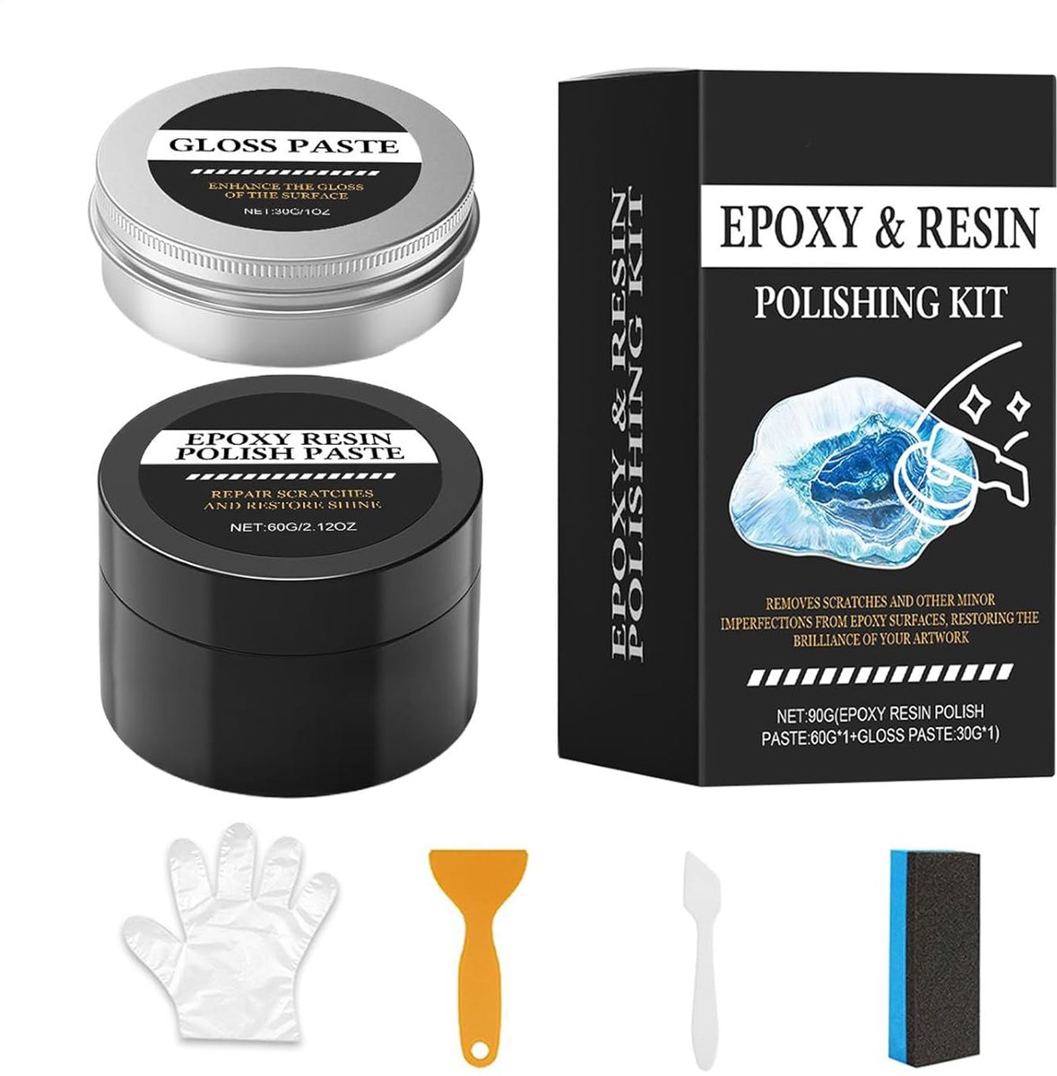 Polijstset Epoxyhars - Hoogglans Set - Kunst Restauratie - Krasverwijdering - 130 g - Niet gespecificeerd