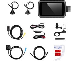 Motor Camera - Dash Cam - Veilig Rijden - Dubbele HD Opname - 4 Inch Scherm - Zwart
