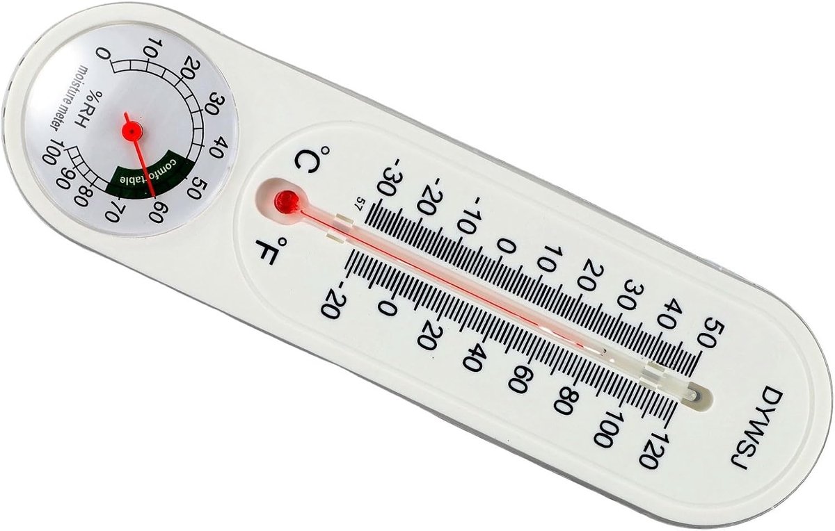 Mechanische Thermometer Hygrometer - Weerstation Binnen Buiten - Klimaat Monitoren - Batterijvrije Bediening - 23 x 6 cm - Zoals Afgebeeld