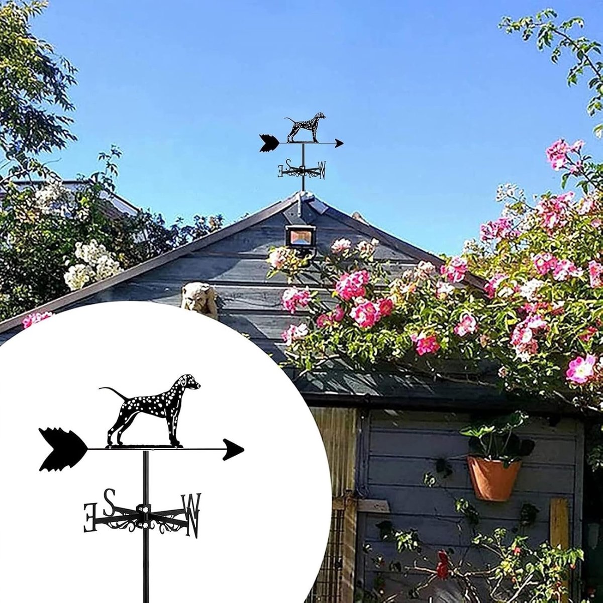 Metalen windmeter - Decoratie hond - Dak decoratie - Roestwerende coating - 50 x 35 cm - Zwart