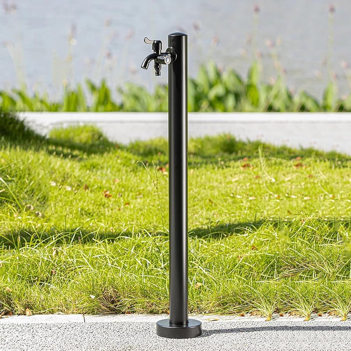 Roestvrijstalen Tuinfontein - Waterzuil Kraan - Tuin Irrigatie - Dubbele Uitlaat - 95 cm - Zilver