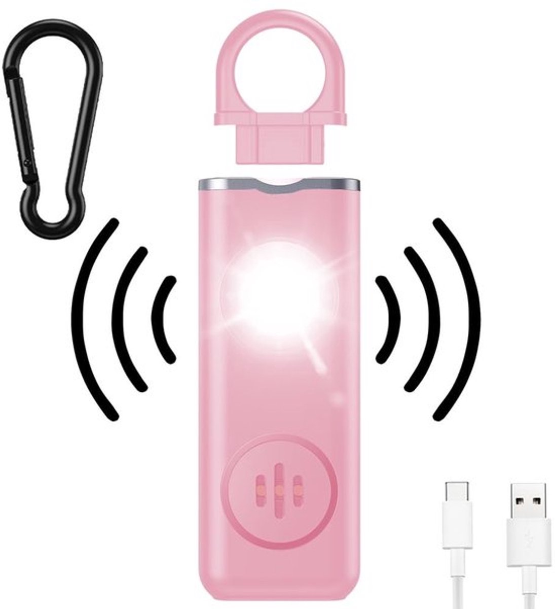 Personal Alarm 130 dB met LED Lamp - Oplaadbare Pocket Alarm voor Vrouwen en