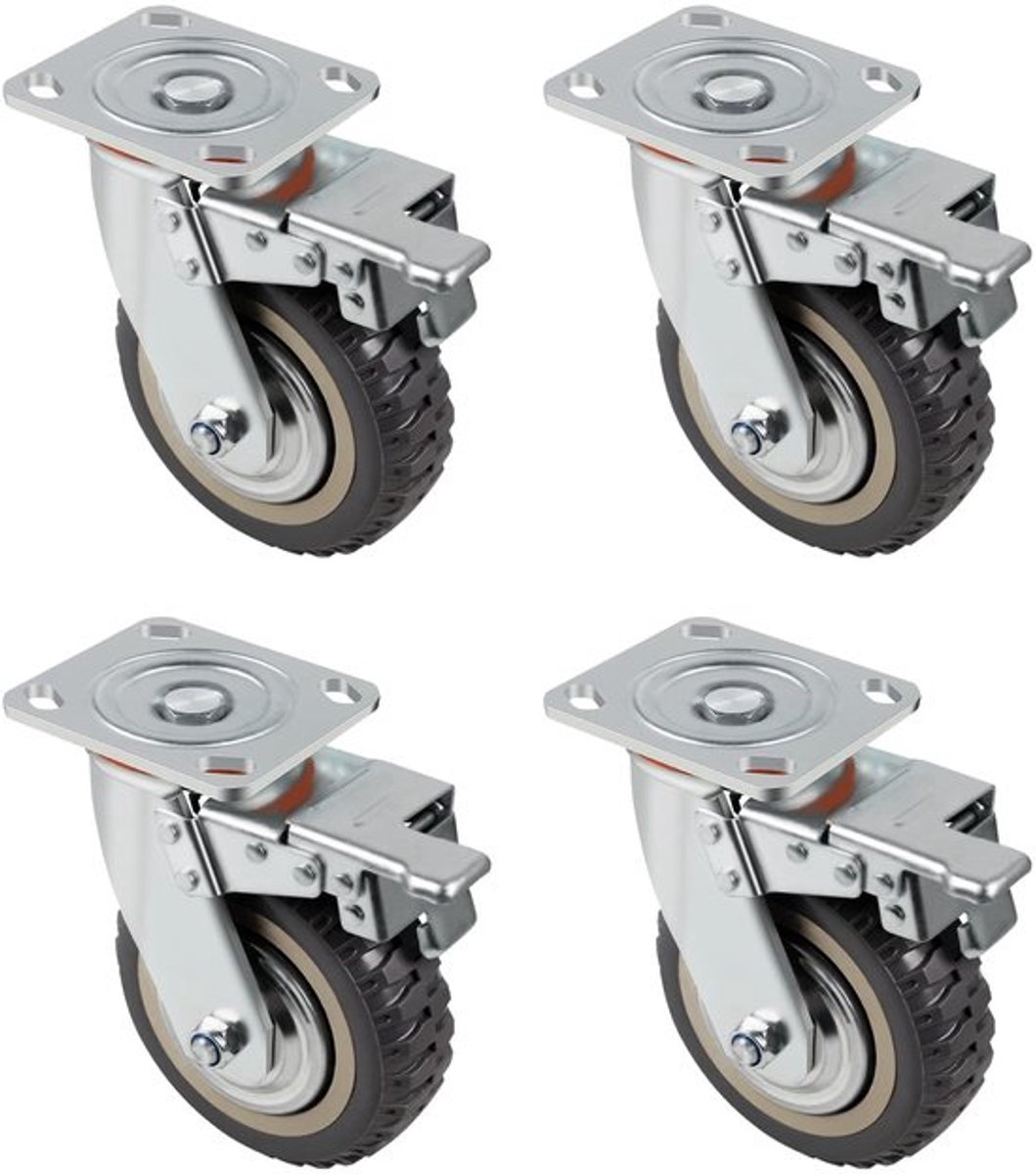 Zware Rollen - 360° Draaiend - Ø 150 mm met Rem