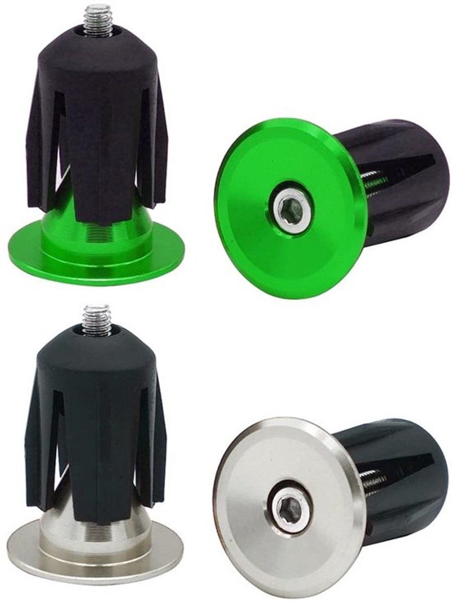 Virtubuy - Handlebar Caps - Fietshandvatten - Duurzaam en licht - Zilver en Groen