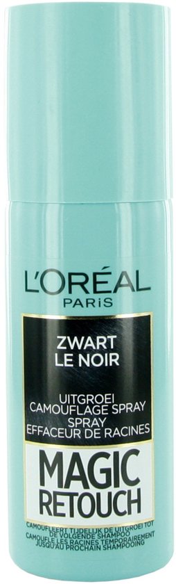 L'Oréal Paris Magic Retouch spray, zwart, camoufleert uitgroei.
