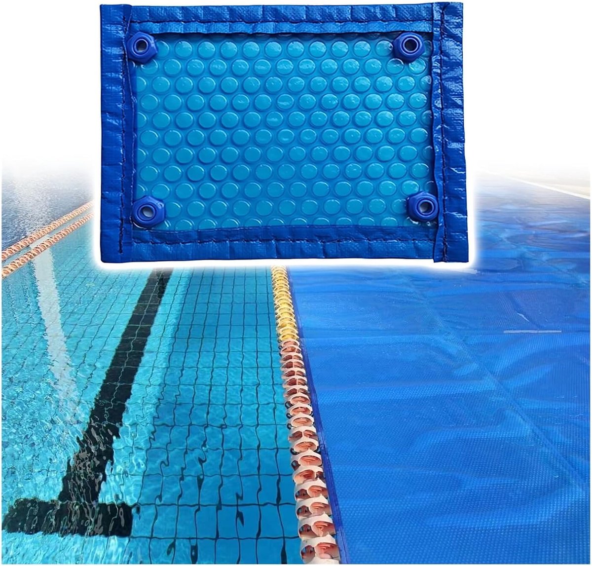 Zonne-afdekking Zwembad - Bubbel deken - Water Besparen - Versterkte randen - Aanpasbaar - Blauw