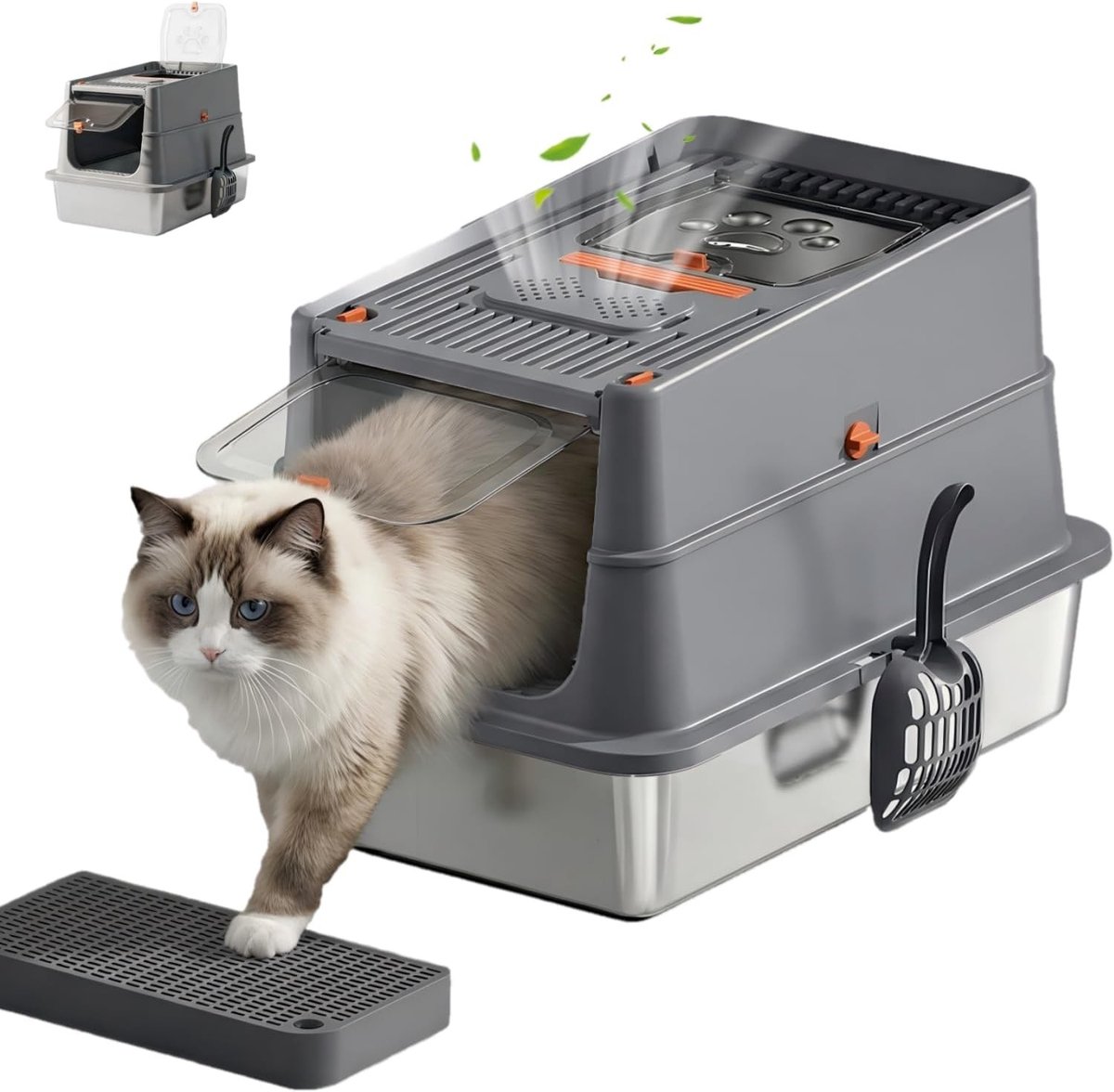 Kattenbak - Roestvrij staal - Hoogzijdige Anti-aanbaklaag - Gemakkelijk schoon te maken - Voor Binnenkatten