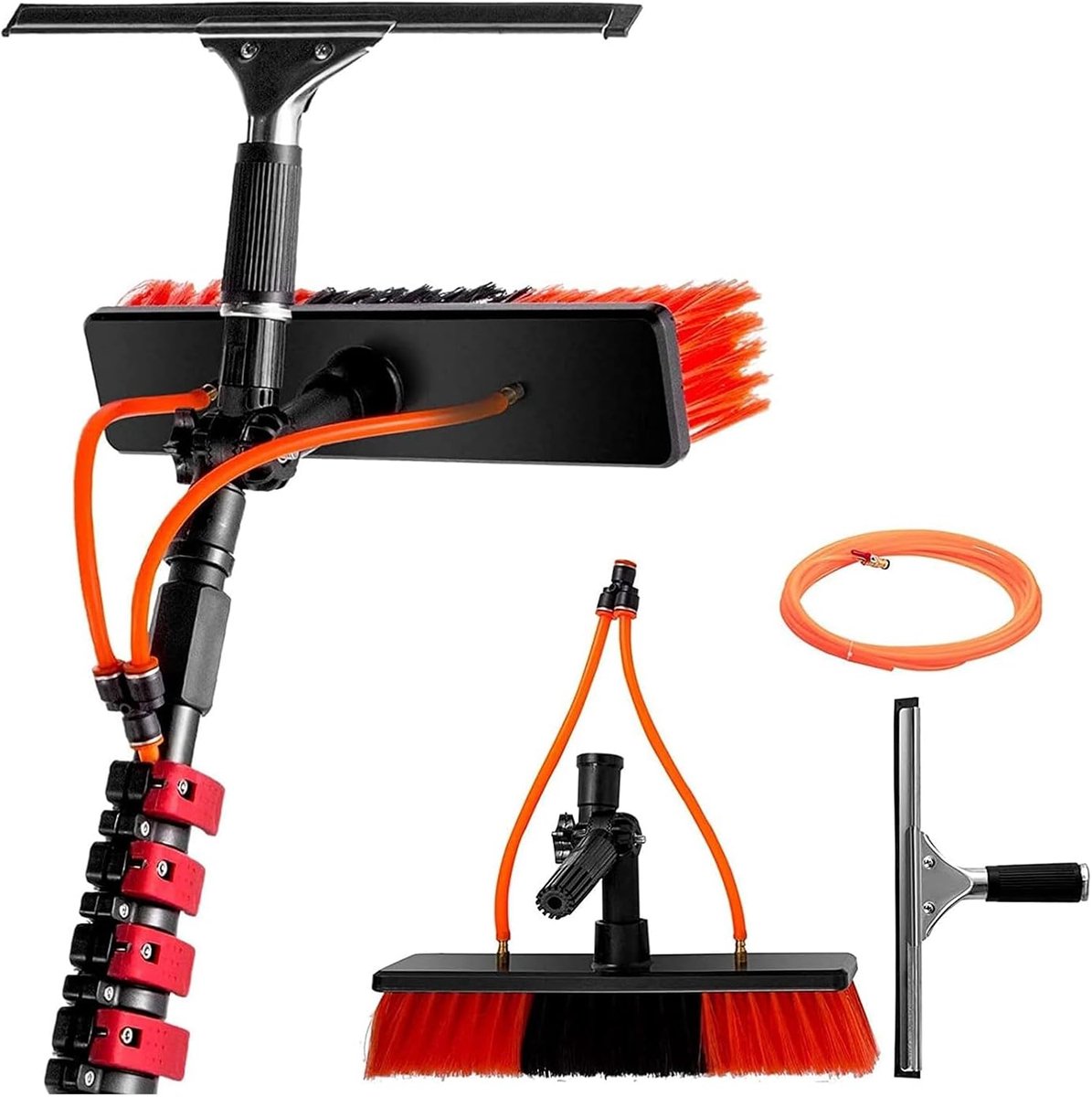 Telescopische Raamwisser - Hoge Reiniger - Hoge Ramen Wassen - Watergevoede Stang - 4 Meter - Grijs