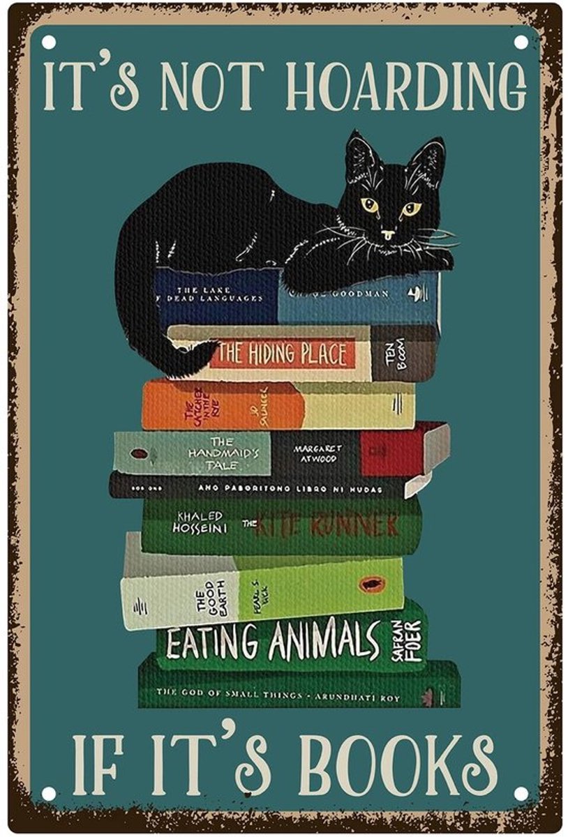 Vt products - Grappige Kat - Boeken Wanddecoratie - Vintage Kunst voor Koffiebar
