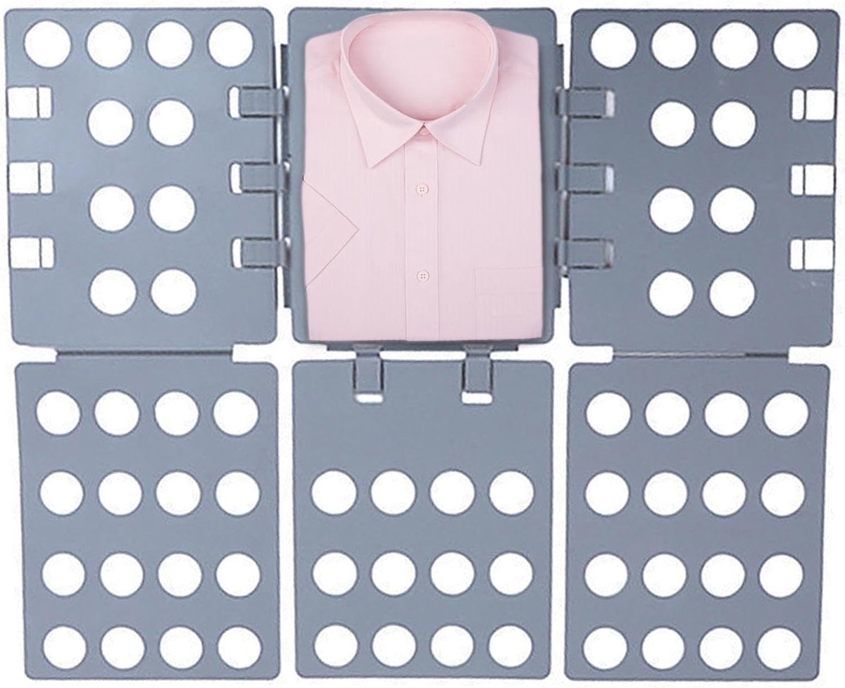 Shirt vouwbord - Kledingmap - Kleding organiseren - Tijdbesparend hulpmiddel - 67 x 57 cm - Lichtgrijs