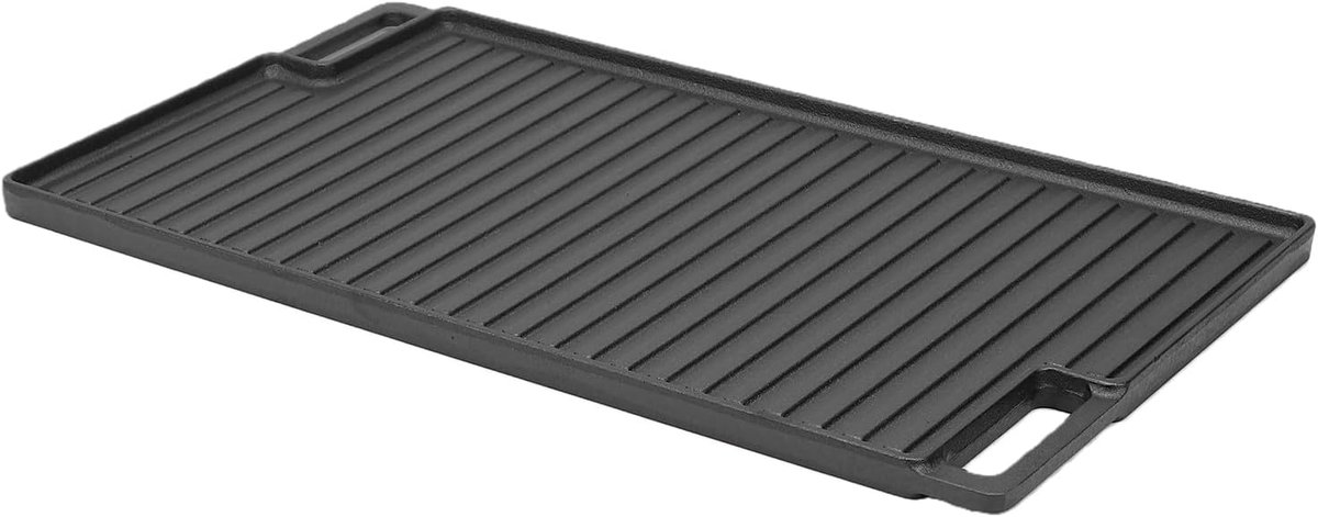 Gietijzeren Bakplaat Dubbelzijdige Grill Buiten Koken Omkeerbaar Kookoppervlak 179 x 10 Inch Zwart