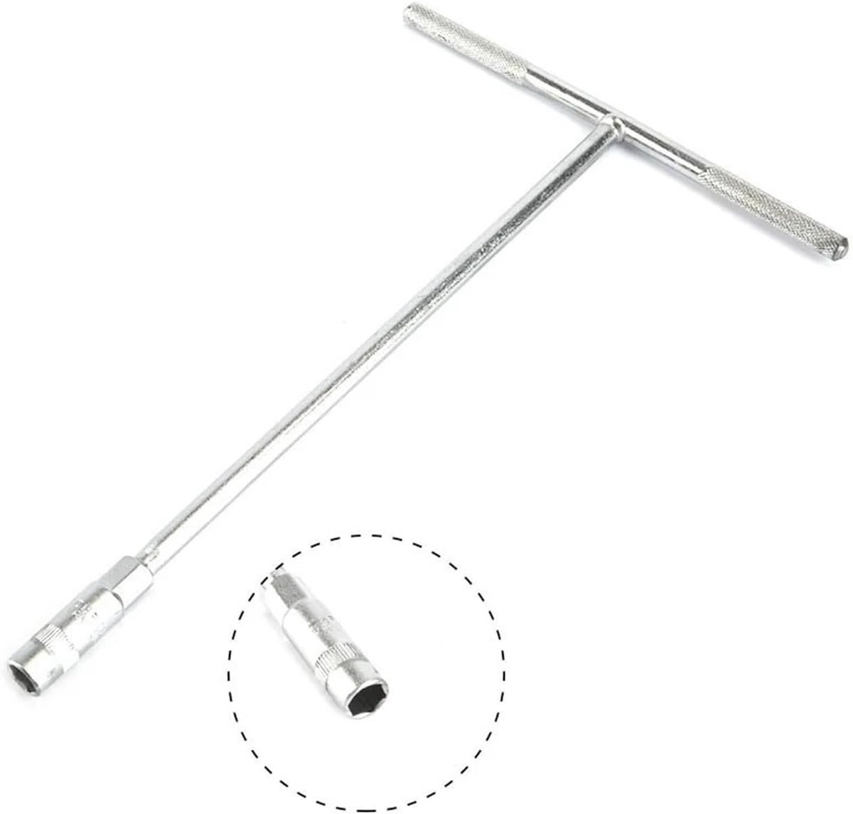 Bougiesleutel T-handgreep - Zeskantsleutel dop - Motoronderhoud - Efficiënt ontwerp - 8-14 mm - Zilver
