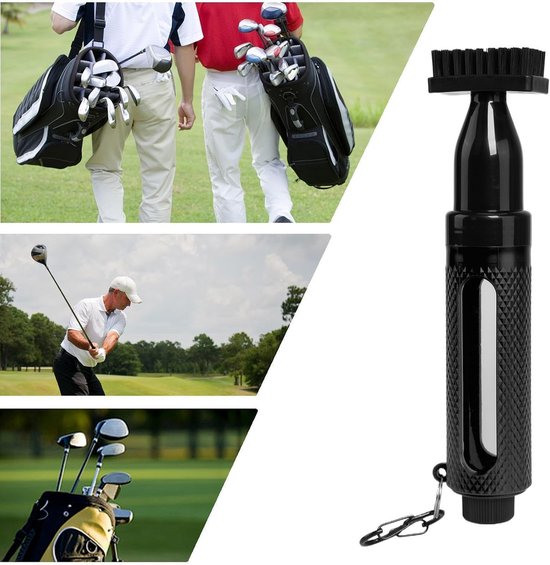 Golfclub Reinigingsborstel - Golfborstel Groefreiniger - Golfclubs Schoonmaken - Met Water Reservoir - 22 x 5 x 4 cm - Zwart — afbeelding 4
