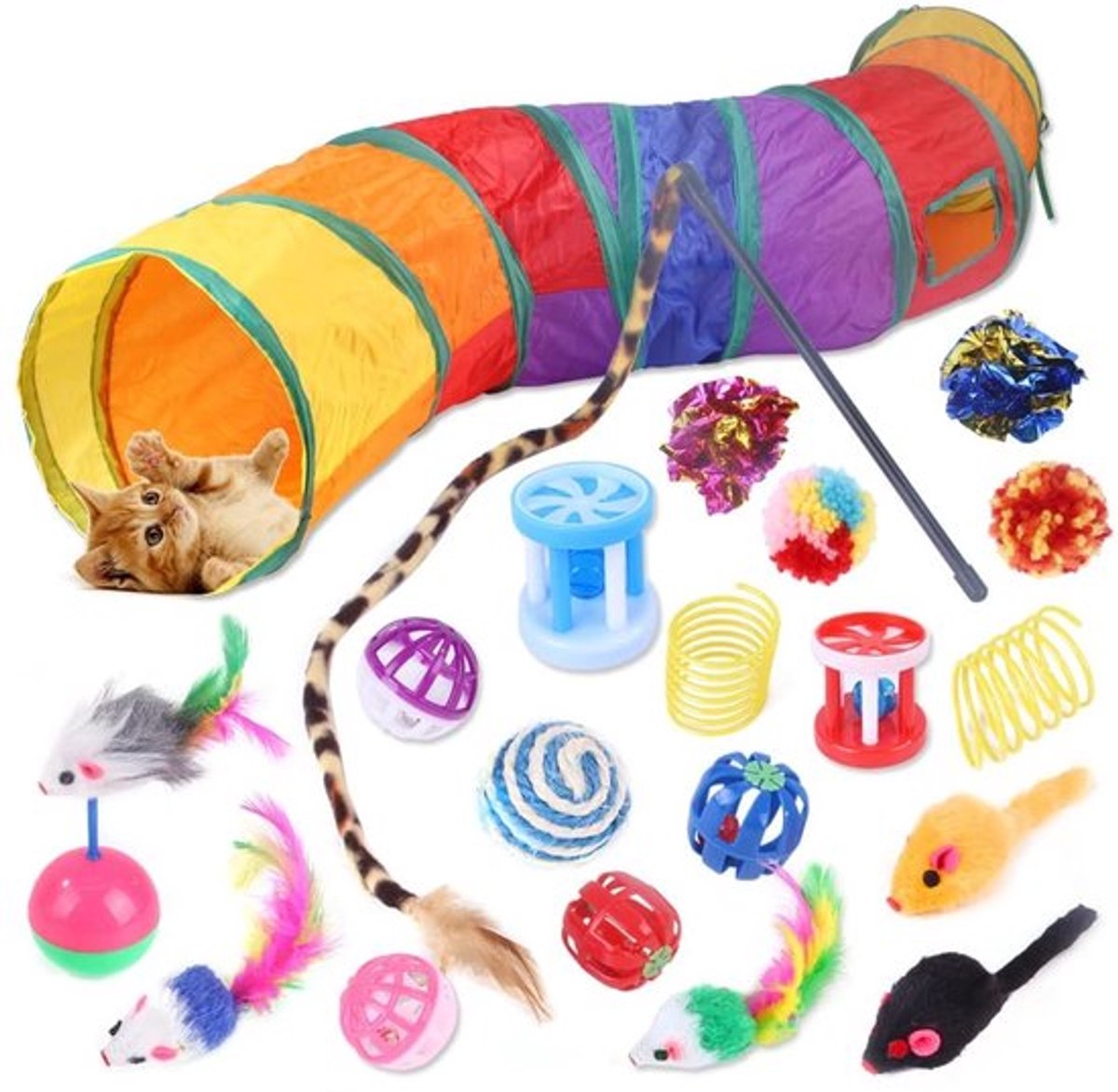 OmGoods - Dailygoody - Kattenspeelgoed - Interactieve kattentunnel - 20 stuks