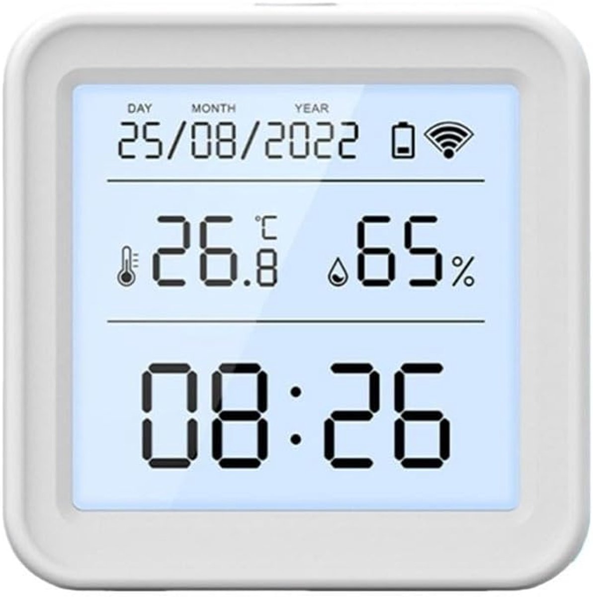 Temperatuur Vochtigheid Monitor - Slimme Sensor - Thuis Klimaat Beheer - Realtime App Alerts - 7.1x7.1x2.3cm - Wit