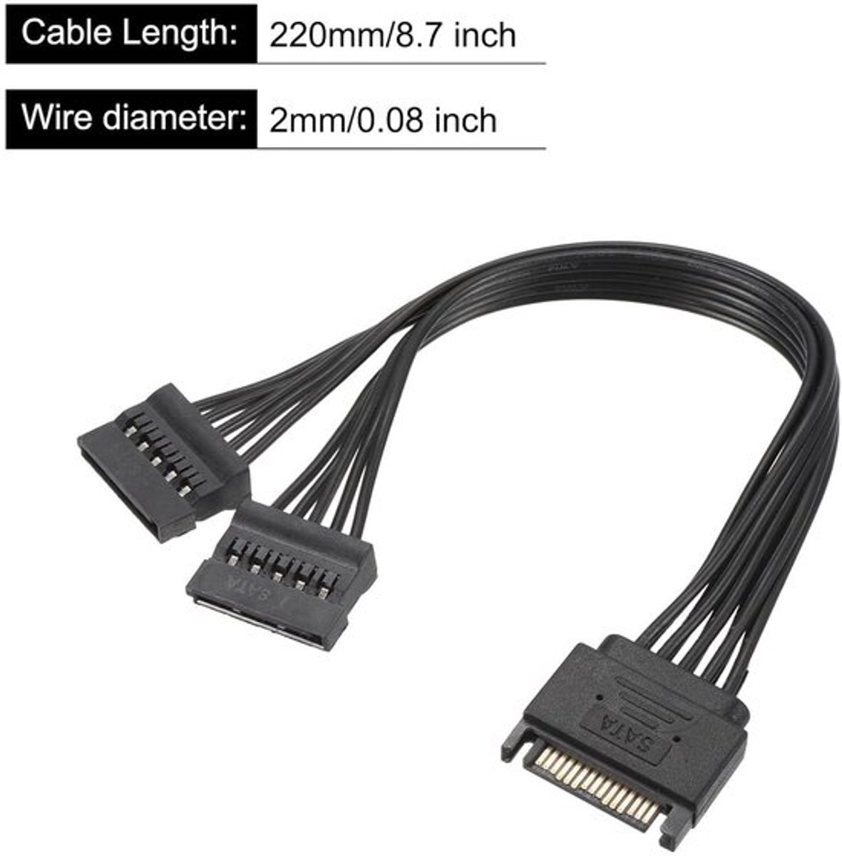 Voedingskabel Allecto Plus - 15-pin naar 2x Sata