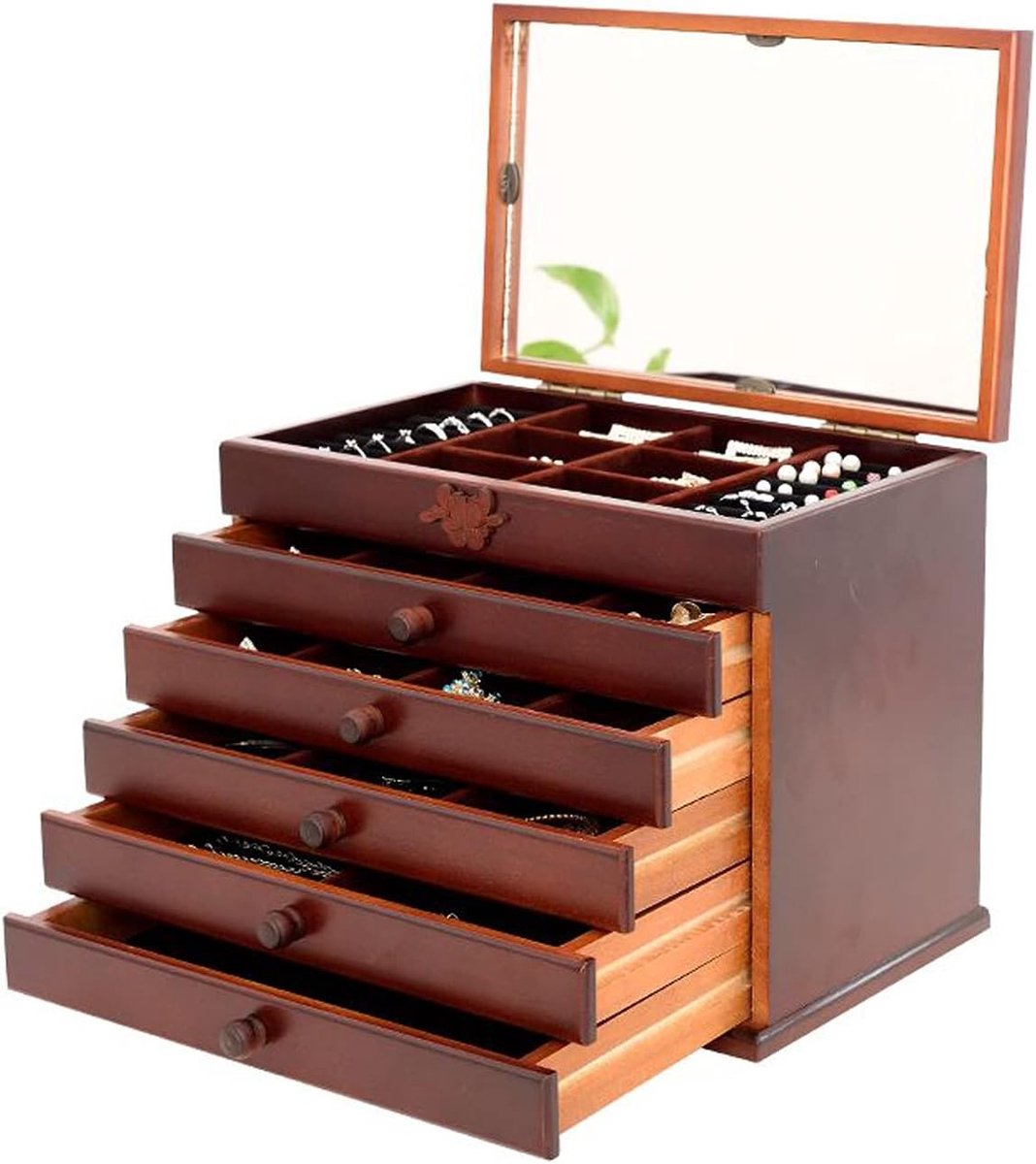 Sieraden Organizer - Opbergkist Kast - Sieraden Opbergen - Met Slot - 32 cm Breed - Grijs