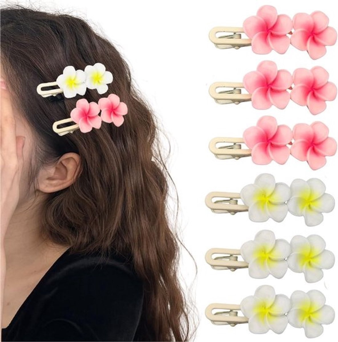Hawaieanse haarclips set van 6 voor bruidsgaanzelf