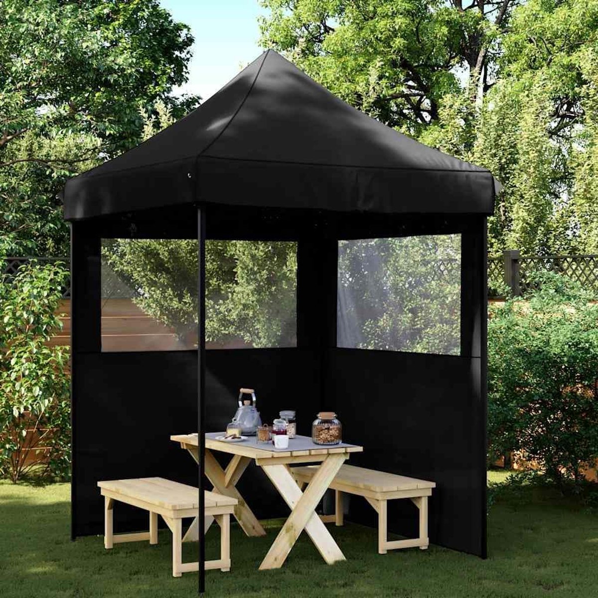 Opvouwbare Partytent - Pop-up Tent - Buitenfeesten Organiseren - Met Zijwanden - 200 x 306 cm - Zwart
