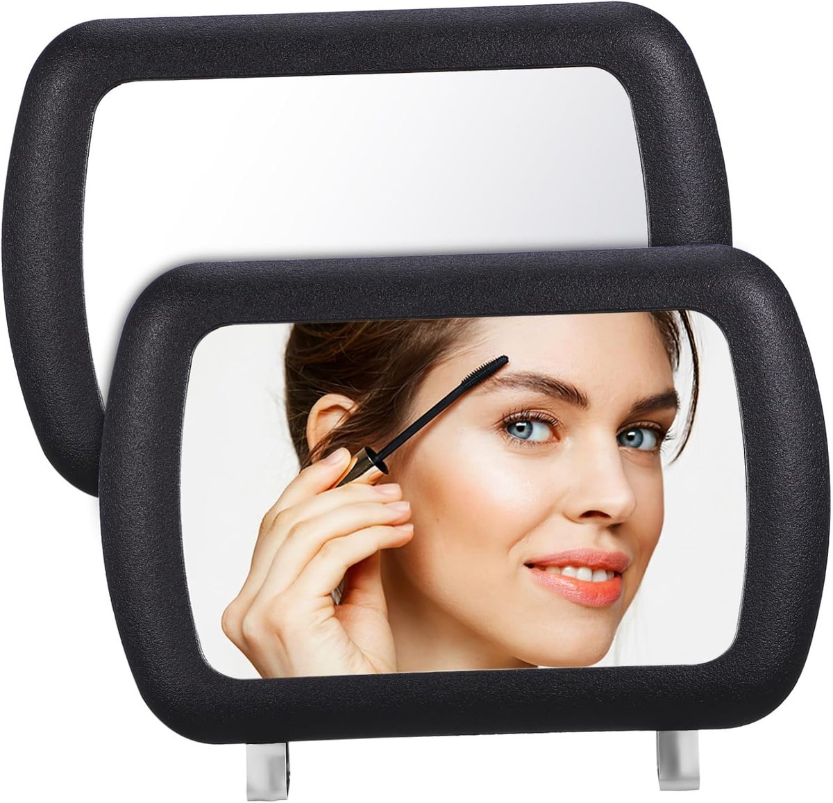 Zonneklep Spiegel - Auto Make-up Spiegel - Snel Opfrissen - Universele Clip-on Pasvorm - 16.7 cm - Zwart