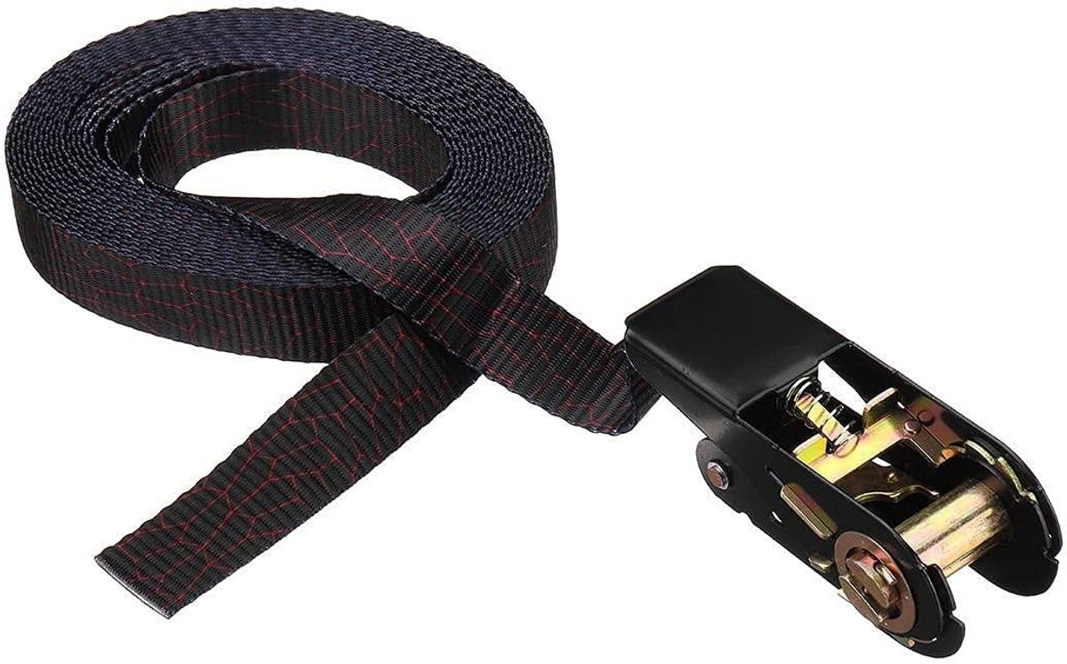 Bind riemen - Spanbanden - Lading Zekeren - Sterk Polyester Materiaal - 4 stuks 20 voet - Zwart