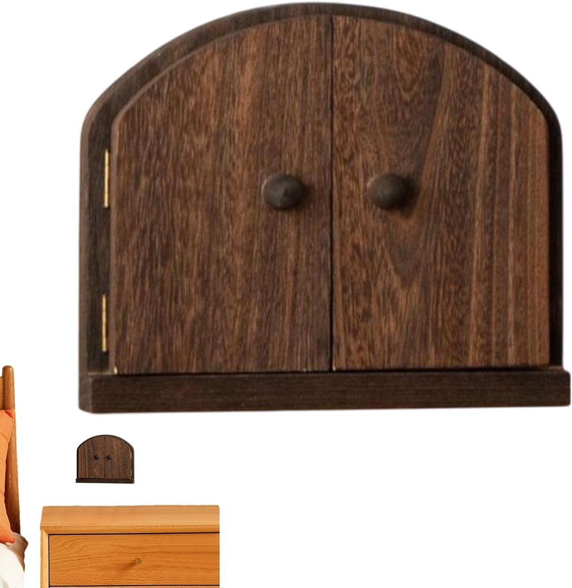 Decoratieve Afdekking - Stopcontact Bord - Kindveilige Kamer - Feeëndeur Vorm - 22.5 x 18.5 cm - Zwarte Walnoot
