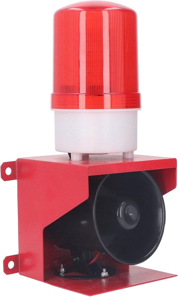 Industrieel Sirene Alarm - Waarschuwingslamp Geluid - Noodwaarschuwing Geven - 115dB Geluid Strobe - IP65 Aluminium - Grijs