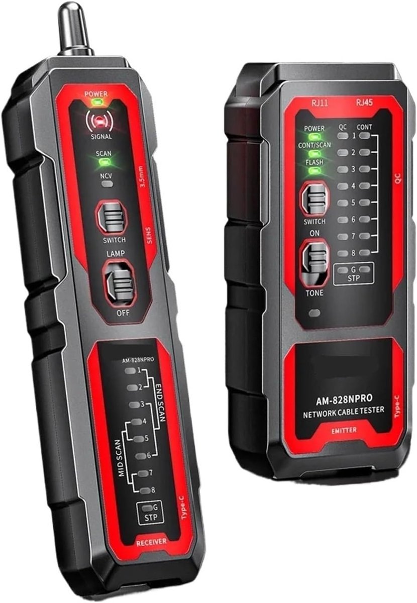 Netwerkkabel Tester - Kabel Kit - Netwerk Installatie - PoE Test Functie - 100V Spanningsbestendig - Zwart