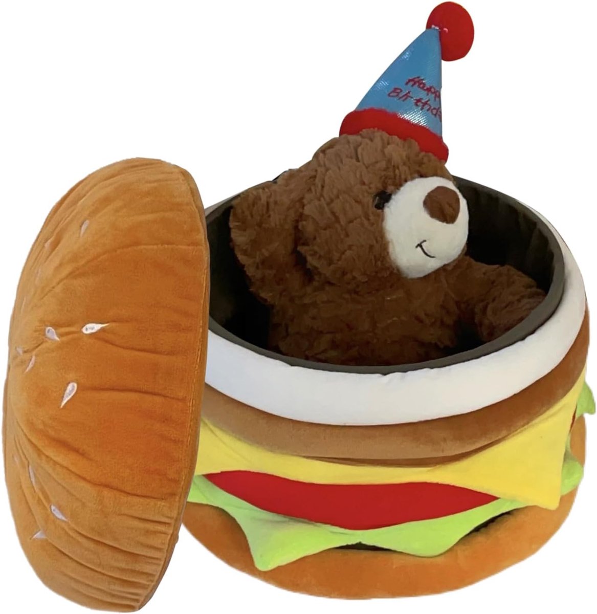 Ottoman met opslag - Voetenbankje poef - Woonkamer decoratie - Hamburger vorm ontwerp - 30x30x30 cm - Enkel kenmerk