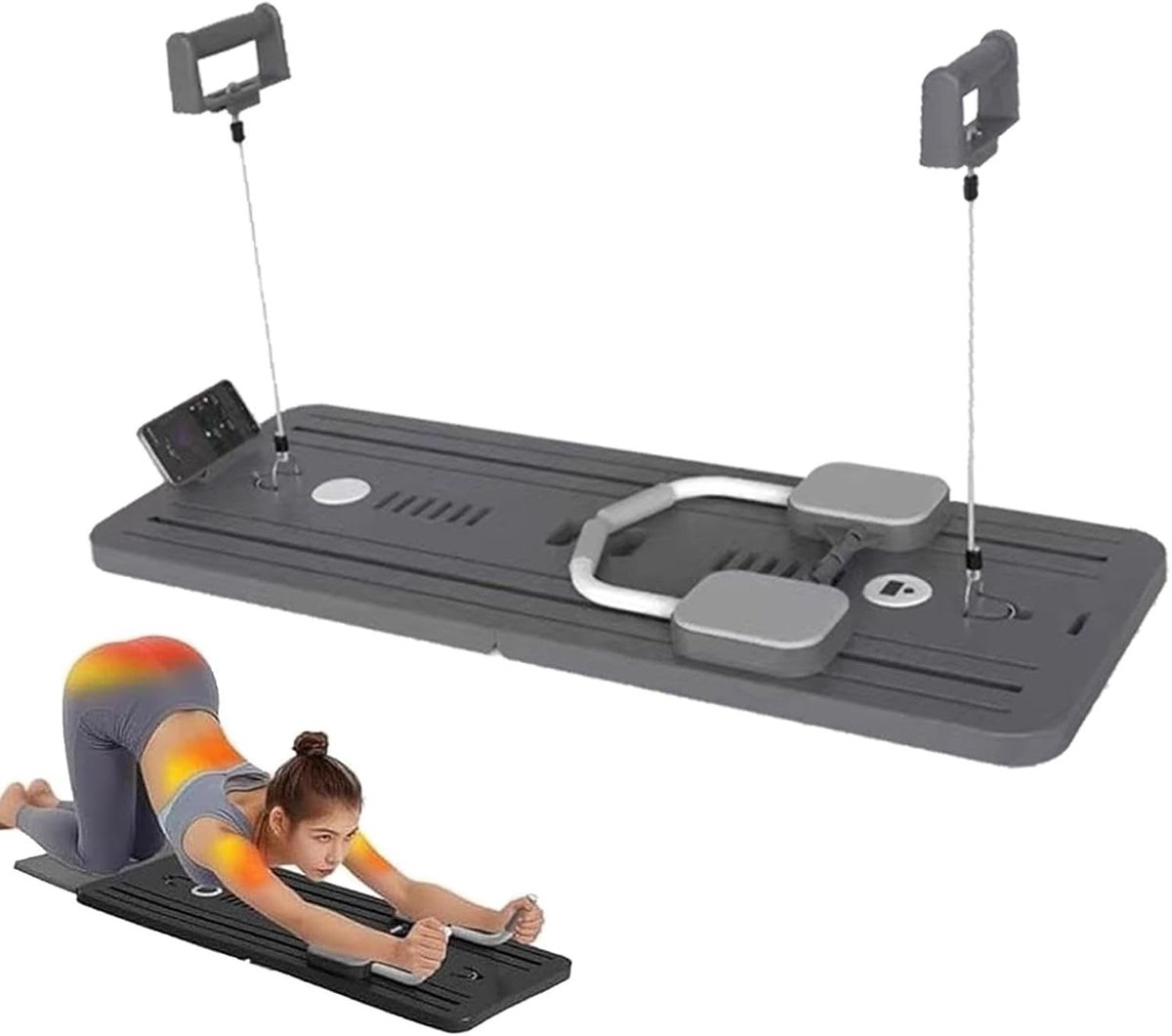 Buikspierroller - Core Trainer - Thuis Fitness - Automatische Rebound - 58 cm - Zwart