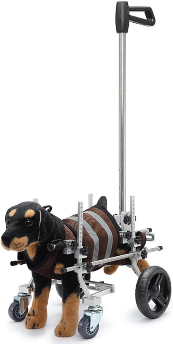 Huisdieren Rolstoel - Honden Mobiliteit - Ondersteuning Lopen - Verstelbaar Ontwerp - 4-9kg Gewicht - Bruin