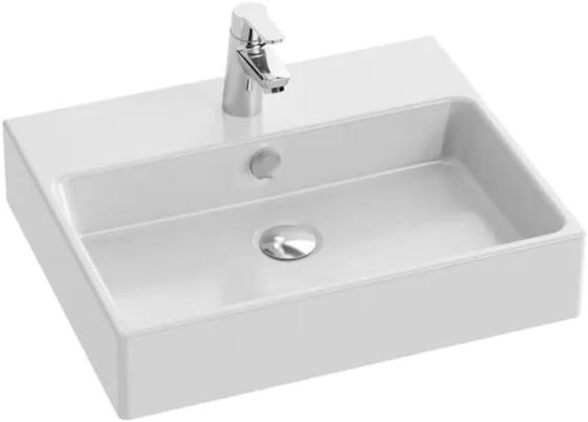 Wastafel Keramiek - Fontein Badkamer - Badkamer Inrichten - Geïntegreerd Kraanbereik - 40 x 50 cm - Wit