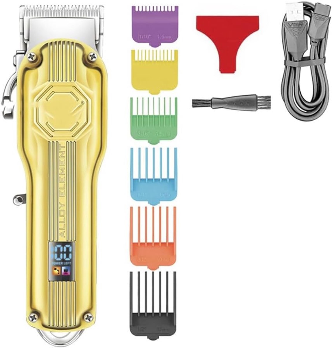 Haarsnijmachine Draadloos - Baardtrimmer Opladen - Thuis Kapsel Maken - LED Display - 2000mAh Batterij - Goud