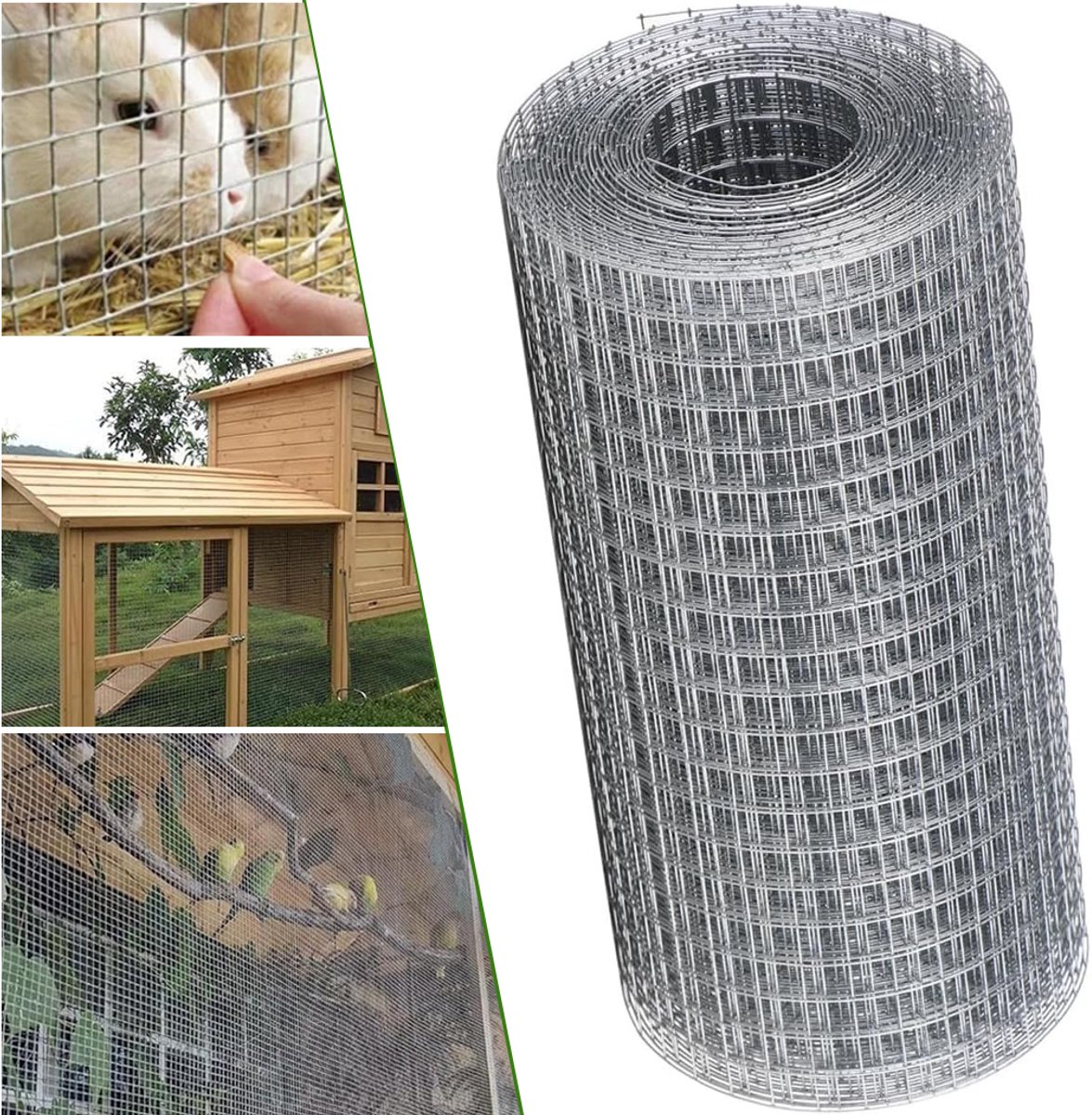 40cm*10m Volièrehek Van Gaas - Gegalvaniseerde Metalen Draadgaasrol - Kippengaashekwerk - Gelast Kippengaas Ter Bescherming Tegen Knaagdieren