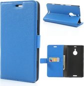 Litchi Wallet Hoesje Nokia Lumia 1520 blauw