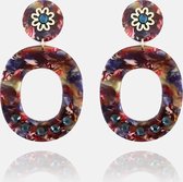 STATEMENT OORBELLEN MET PRINT EN SWAROVSKI – MULTICOLOR BLAUW – N˚18FW596