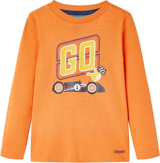 vidaXL-Kindershirt-met-lange-mouwen-racewagenprint-140-donkeroranje