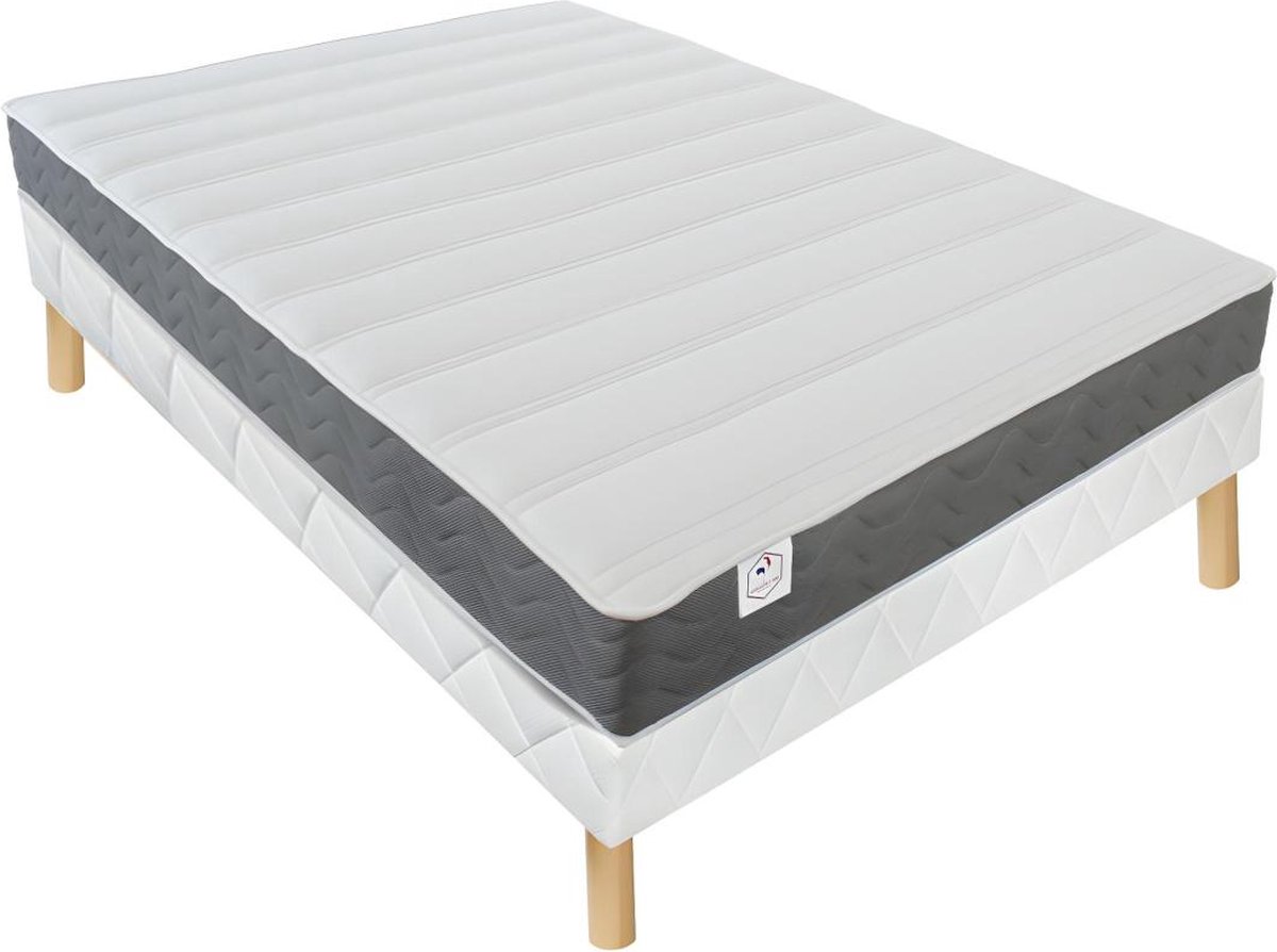 Vente-unique Set bedbodem + HD schuimmatras + vormgeheugen + ademende 3D-stof HEAVEN van DREAMEA - 160 x 200 cm