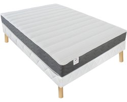 Vente-unique Set bedbodem + HD schuimmatras + vormgeheugen + ademende 3D-stof HEAVEN van DREAMEA - 160 x 200 cm