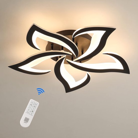 UnicLamps LED Bluetooth - Plafonnier 5 étoiles Zwart - Avec télécommande - Lampe Smart - Dimmable avec application - Lampe de salon - Lampe moderne - Plafonnier